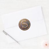 Sticker Rond Lettre initiale S en monogramme doré (Enveloppe)