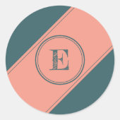 Sticker Rond Lettre initiale Turquoise rectangulaire double cer (Devant)