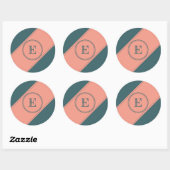 Sticker Rond Lettre initiale Turquoise rectangulaire double cer (Feuille)