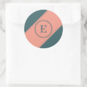Sticker Rond Lettre initiale Turquoise rectangulaire double cer (Sac)