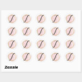 Sticker Rond Lettre J Monogram Blush rose Aquarelle or chic (Feuille)