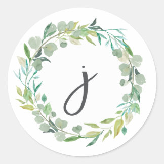 Sticker Rond Lettre J Monogramme Sceau de l'enveloppe initiale