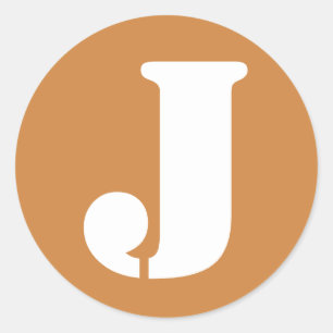 Sticker Rond Lettre J Peru Gold Stencil Alphabet par Janz