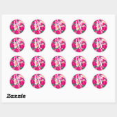 Sticker Rond Lettre K Aquarelle rose Monogramme circulaire (Feuille)