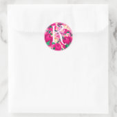 Sticker Rond Lettre K Aquarelle rose Monogramme circulaire (Sac)
