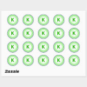 Sticker Rond Lettre K - Bleu + Vert (Feuille)