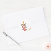 Sticker Rond Lettre L en monogramme doré avec fleurs (Enveloppe)