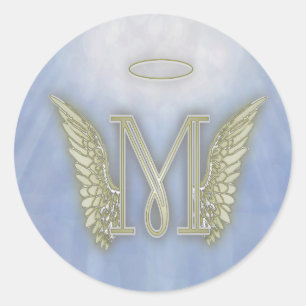 Sticker Rond Lettre M Angel Monogramme