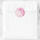 Sticker Rond Lettre M Monogramme Mariage rose Enveloppe Phoques (Sac)