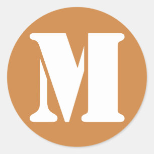 Sticker Rond Lettre M Peru Gold Stencil Alphabet par Janz