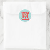 Sticker Rond Lettre M style carnaval monogramme première préfér (Sac)