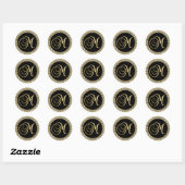STICKER ROND LETTRE MACHINE OR NOIR MONOGRAPHIQUE M SCEAUX (Feuille)