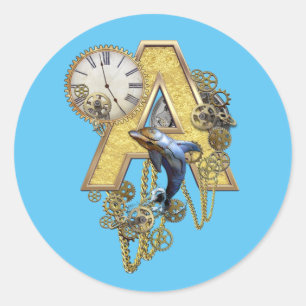 Sticker Rond Lettre majuscule A alphabet-monogramme