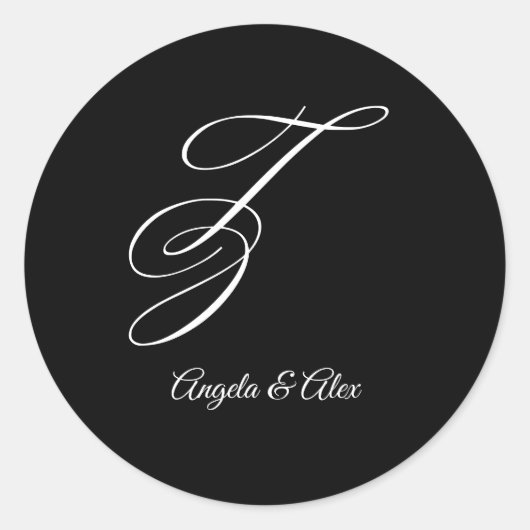 Sticker Rond LETTRE mariage DE Calligraphie CHALEUREUSE Z MONog (Devant)