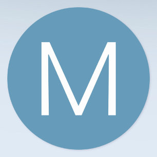 Sticker Rond Lettre minimaliste moderne bleu et blanc