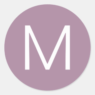 Sticker Rond Lettre minimaliste moderne violet blanc poussiéreu
