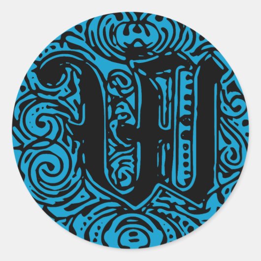 Sticker Rond LETTRE MONARIE MONOGRAPHIQUE W Alphabet initial W (Devant)