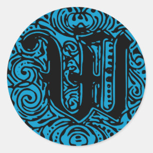 Sticker Rond LETTRE MONARIE MONOGRAPHIQUE W Alphabet initial W