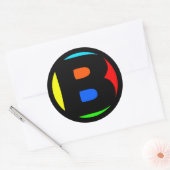 STICKER ROND LETTRE MONOGRAMME COLORÉE B (Enveloppe)
