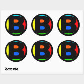 STICKER ROND LETTRE MONOGRAMME COLORÉE B (Feuille)