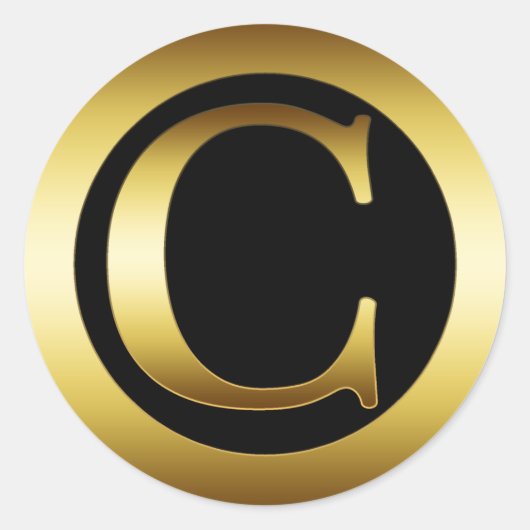 STICKER ROND LETTRE MONOGRAMME D'OR C (Devant)