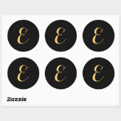 Sticker Rond Lettre monogramme E script Gold-Color (Feuille)