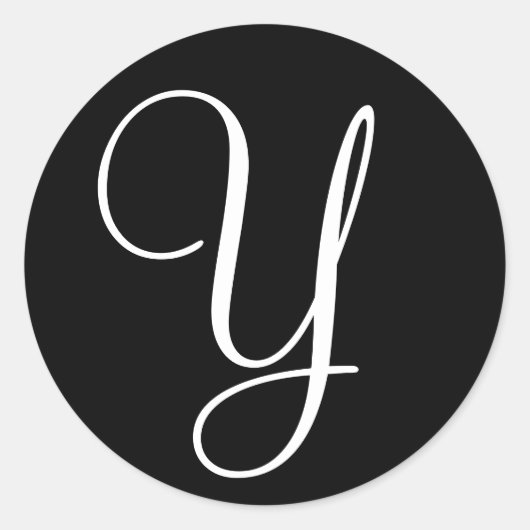 Sticker Rond Lettre monogramme Enveloppe Mariage Sceau noir bla (Devant)