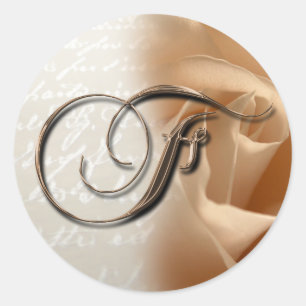 Sticker Rond Lettre monogramme F Mariage Enveloppe Sceau