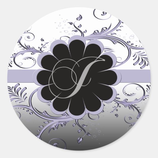 Sticker Rond Lettre monogramme J Violet (Devant)