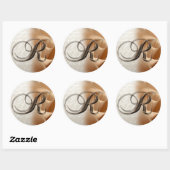 Sticker Rond Lettre monogramme R Mariage Enveloppe Sceau (Feuille)