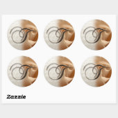 Sticker Rond Lettre monogramme T Mariage Enveloppe Sceau (Feuille)