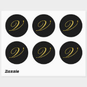 Sticker Rond Lettre monogramme V Mariage Enveloppe Sceau (Feuille)