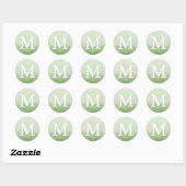 Sticker Rond Lettre monogramme Vert Aquarelle Ombre (Feuille)