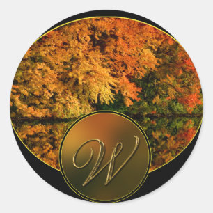 Sticker Rond Lettre monogramme W Mariage de automne Enveloppe P
