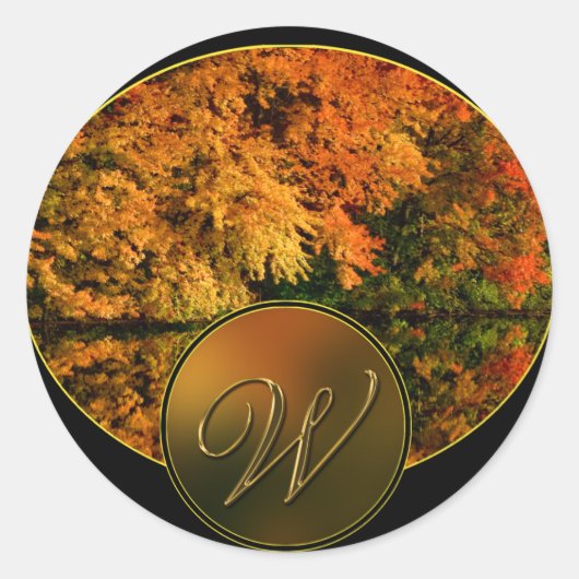 Sticker Rond Lettre monogramme W Mariage de automne Enveloppe P (Devant)
