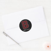 Sticker Rond Lettre monographie B - buffle plaid rouge noir (Enveloppe)