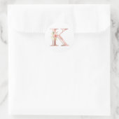 Sticker Rond LETTRE MONOGRAPHIQUE D'OR K FLORAGE ROSE BLANC ros (Sac)
