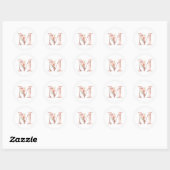 Sticker Rond LETTRE MONOGRAPHIQUE D'OR M FLEUVE ROSE rose (Feuille)