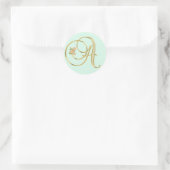 Sticker Rond LETTRE MONOGRAPHIQUE Florale couleur or A Mint (Sac)