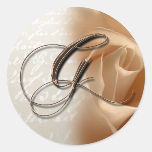 Sticker Rond LETTRE MONOGRAPHIQUE G Mariage Enveloppe Sceau (Devant)