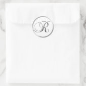 Sticker Rond LETTRE MONOGRAPHIQUE R Sliver Sur Sceau Mariage bl (Sac)