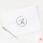 Sticker Rond LETTRE MONOGRAPHIQUE R Sliver Sur Sceau Mariage bl (Enveloppe)