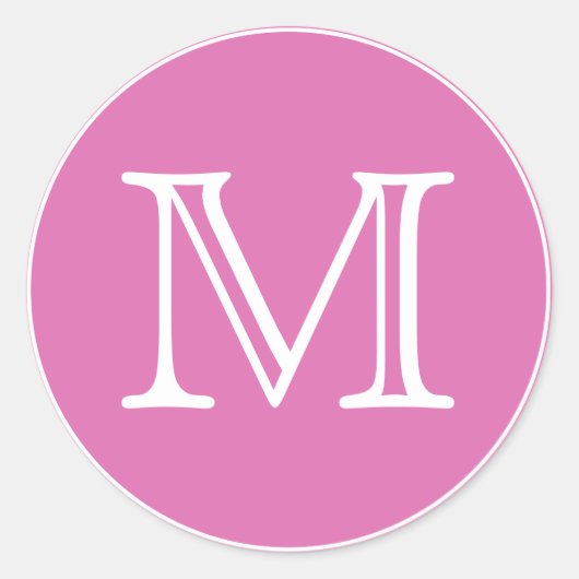 Sticker Rond Lettre monographique rose chic (Devant)