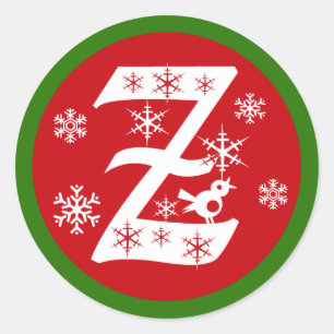 Sticker Rond LETTRE MONOGRAPHIQUE Z Snowflakes