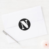 Sticker Rond Lettre N alphabet au crayon par Janz Black (Enveloppe)