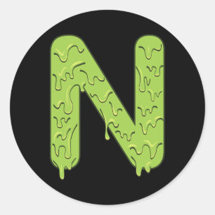 Sticker Rond Lettre N Alphabet Initiales Costume d'Halloween En