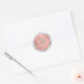 STICKER ROND LETTRE "N" EN MARBRE ROSE ROSE D'OR (Enveloppe)