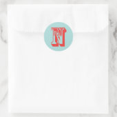 Sticker Rond Lettre N style carnaval monogramme première préfér (Sac)