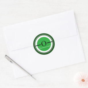 Sticker Rond Lettre O Monogramme Classique Enveloppe Ronde Vert