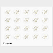 Sticker Rond Lettre or H Monogramme Cadeau initial (Feuille)
